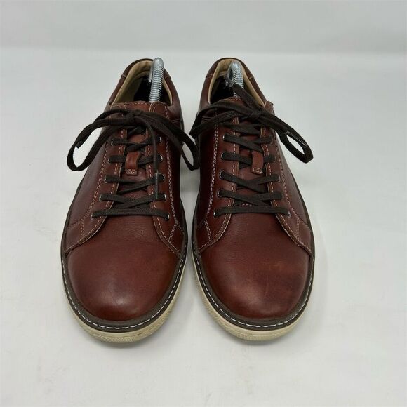 Johnston & Murphy Men's Chestnut Brown Leather Sneakers Size 9.5 Casual Lace-Up - Picture 4 of 12